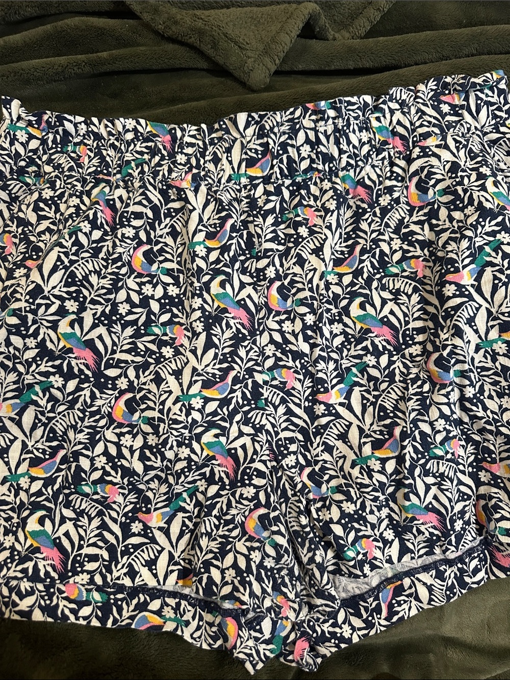 Loft Paperbag Floral Bird Print Shorts